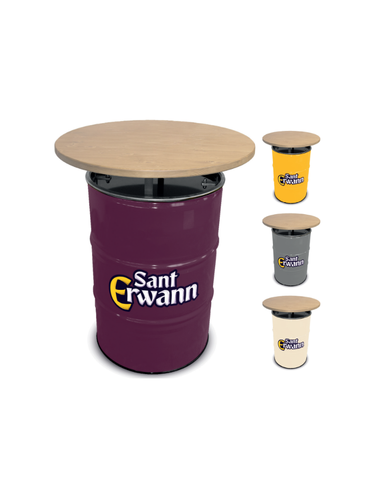 Un baril en couleur avec un couvercle en bois