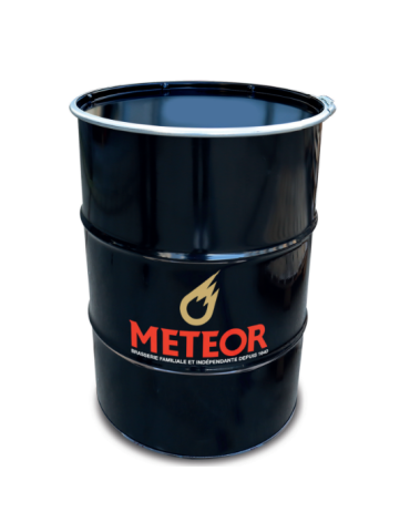 Un baril noir avec un logo sur le devant