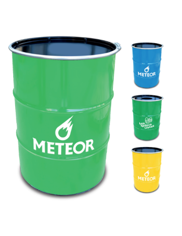 Un baril coloré avec une impression blanche sur le devant