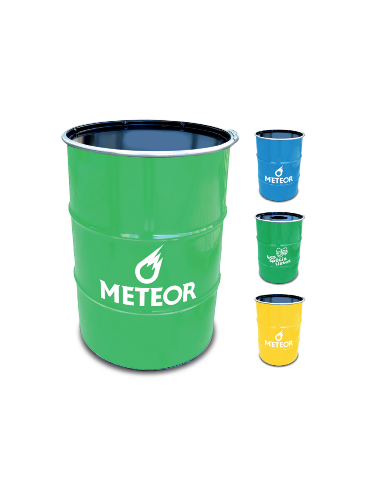 Un baril coloré avec une impression blanche sur le devant