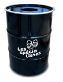 Baril cendrier Noir publicitaire