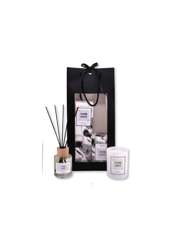 Duo diffuseur 120 ml + bougie + sac FJM931 personnalisable