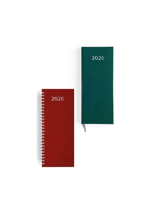 AGENDA DE CAISSE 2026 - DOS CARRE COUSU COLLE EMBOITE - 137 x 335 mm - COUVERTURE BORDEAUX - TRANSFERT A CHAUD