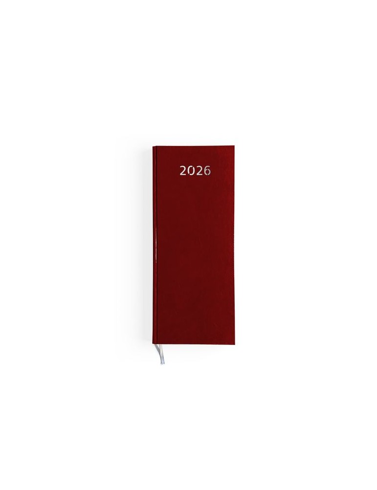 AGENDA DE CAISSE 2026 - DOS CARRE COUSU COLLE EMBOITE - 137 x 335 mm - COUVERTURE BORDEAUX - TRANSFERT A CHAUD