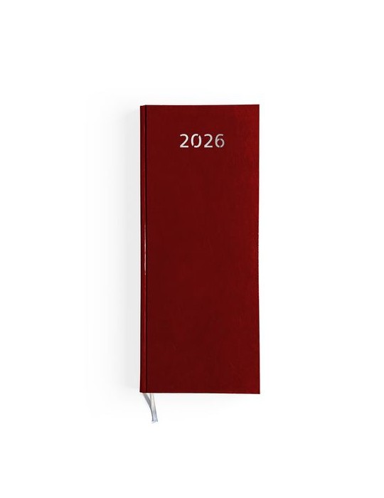 AGENDA DE CAISSE 2026 - DOS CARRE COUSU COLLE EMBOITE - 137 x 335 mm - COUVERTURE BORDEAUX - TRANSFERT A CHAUD