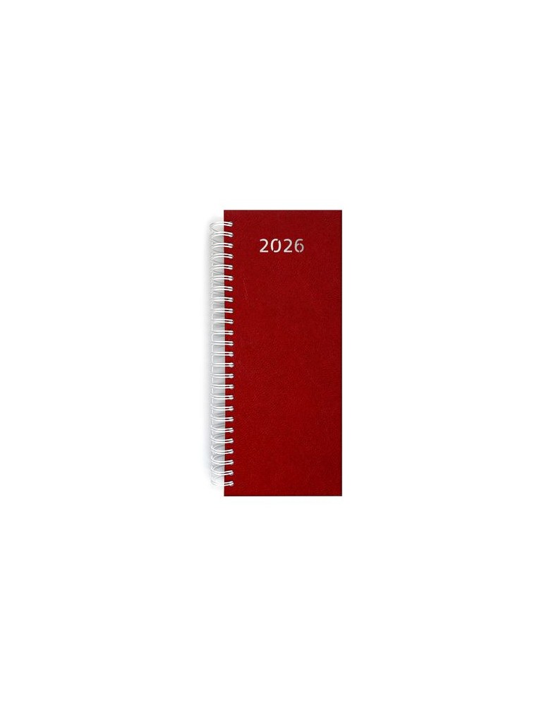 AGENDA DE CAISSE 2026 - DOS CARRE COUSU COLLE EMBOITE - 137 x 335 mm - COUVERTURE BORDEAUX - TRANSFERT A CHAUD