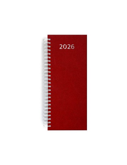 AGENDA DE CAISSE 2026 - DOS CARRE COUSU COLLE EMBOITE - 137 x 335 mm - COUVERTURE BORDEAUX - TRANSFERT A CHAUD