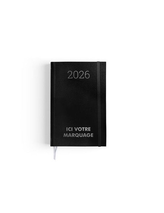 AGENDA DE CHANTIER 2026 - 90 x 140 mm - COUVERTURE BORDEAUX SANS MARQUAGE - ELASTIQUE DE FERMETURE - CRAYON ET PORTE CRAYON