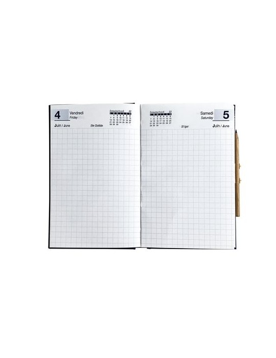 AGENDA DE CHANTIER 2026 - 90 x 140 mm - COUVERTURE BORDEAUX SANS MARQUAGE - ELASTIQUE DE FERMETURE - CRAYON ET PORTE CRAYON