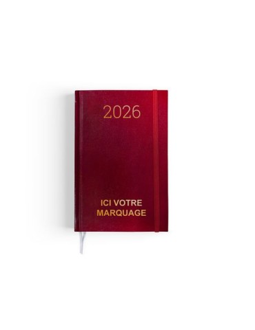 AGENDA DE CHANTIER 2026 - 90 x 140 mm - COUVERTURE BORDEAUX SANS MARQUAGE - ELASTIQUE DE FERMETURE - CRAYON ET PORTE CRAYON 2