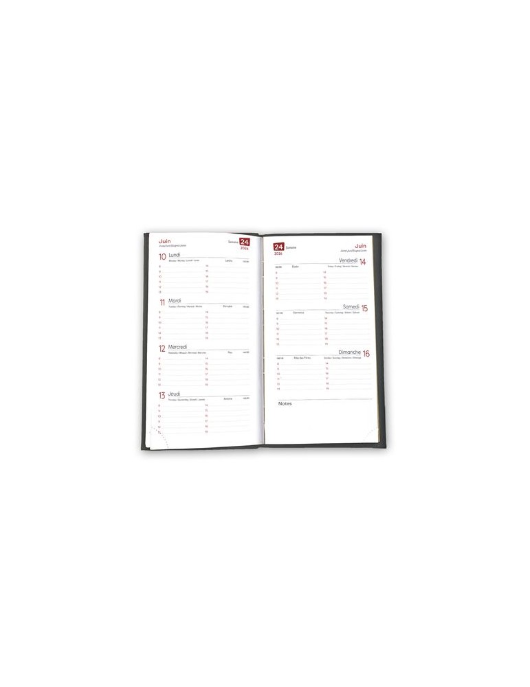 AGENDA EMBOITE PRESTIGE 2026 - MINI 90 x 165 mm - COUVERTURE ANTHRACITE - SANS MARQUAGE
