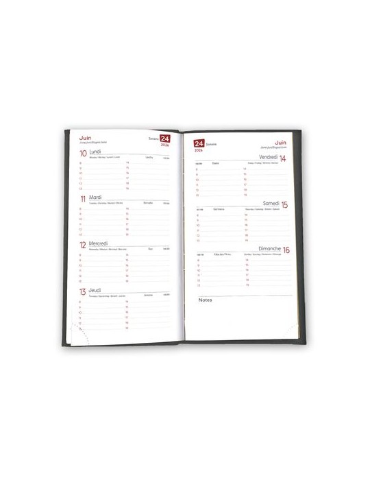 AGENDA EMBOITE PRESTIGE 2026 - MINI 90 x 165 mm - COUVERTURE ANTHRACITE - SANS MARQUAGE