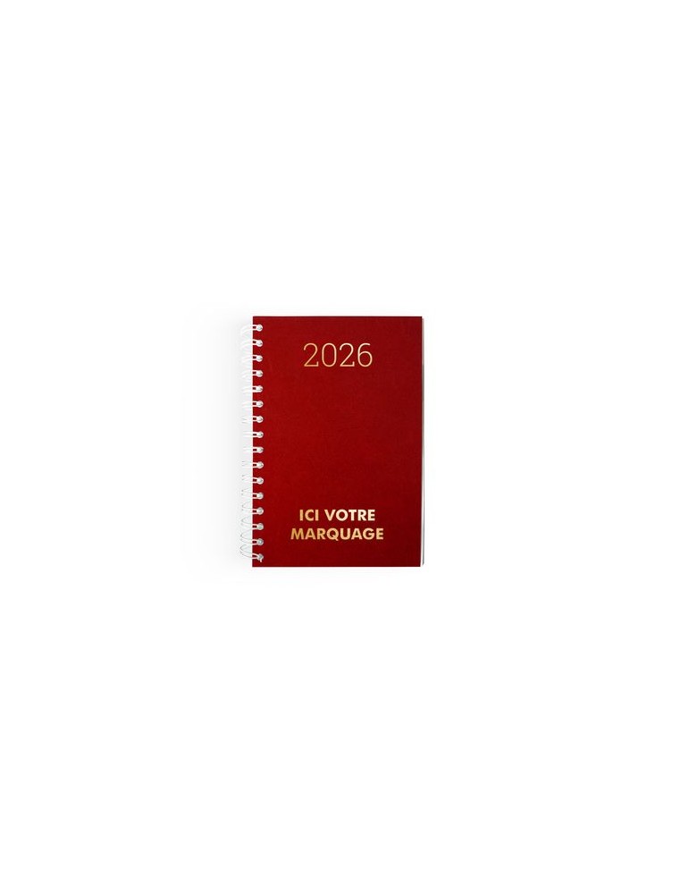 AGENDA CARRE 1 JOUR EMBOITE 2026 - 145 x 215 mm - COUVERTURE BORDEAUX SANS MARQUAGE
