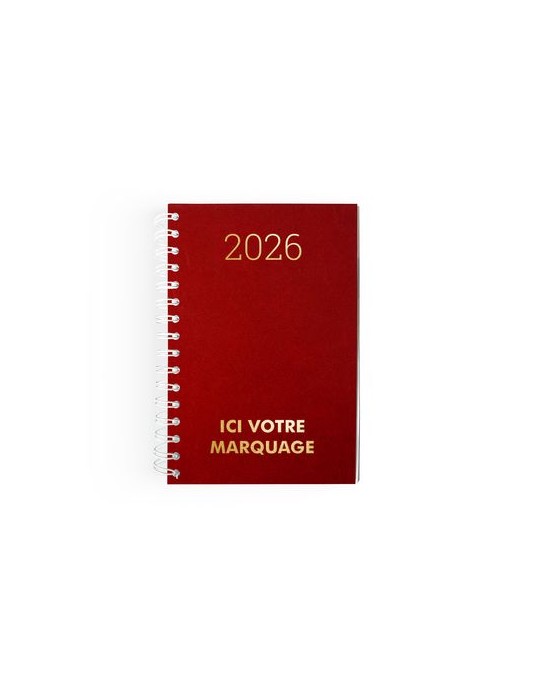 AGENDA CARRE 1 JOUR EMBOITE 2026 - 145 x 215 mm - COUVERTURE BORDEAUX SANS MARQUAGE