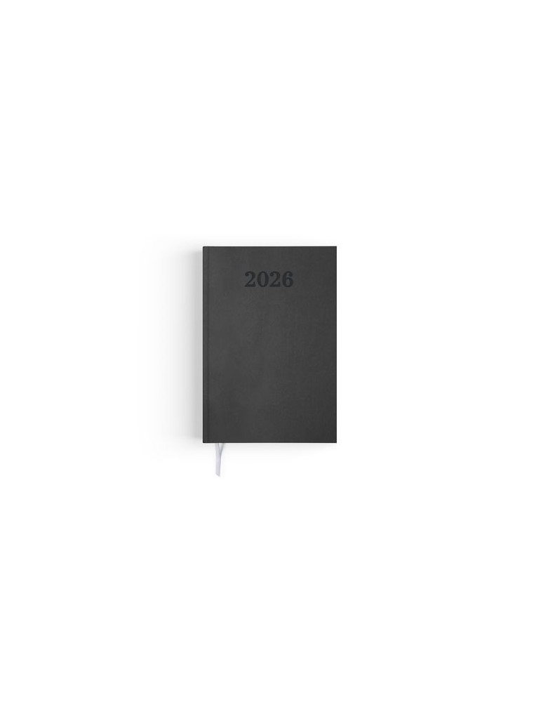 AGENDA EMBOITE PREMIUM 2026 - MINI 90 x 165 mm - COUVERTURE ANTHRACITE - SANS MARQUAGE