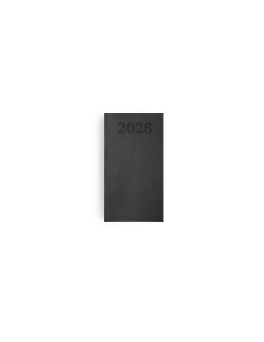 AGENDA EMBOITE PREMIUM 2026 - MINI 90 x 165 mm - COUVERTURE ANTHRACITE - SANS MARQUAGE