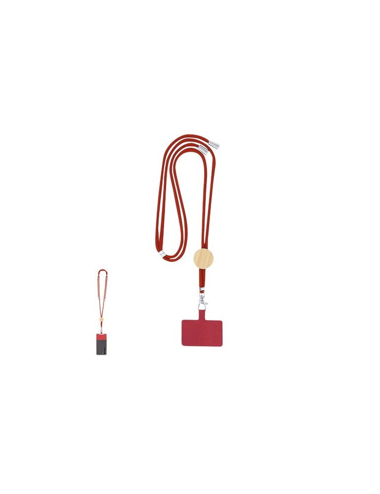 Lanyard Support Thorne Matières : bambou Couleurs : rouge marquage laser ultra précis