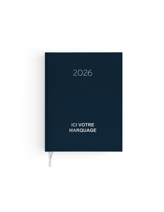 AGENDA EMBOITE NATUREL 2026 - MINI 90 x 165 mm - COUVERTURE BLEUE NUIT - SANS MARQUAGE