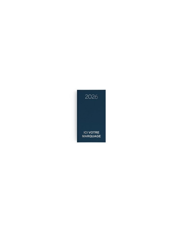 AGENDA EMBOITE NATUREL 2026 - MINI 90 x 165 mm - COUVERTURE BLEUE NUIT - SANS MARQUAGE