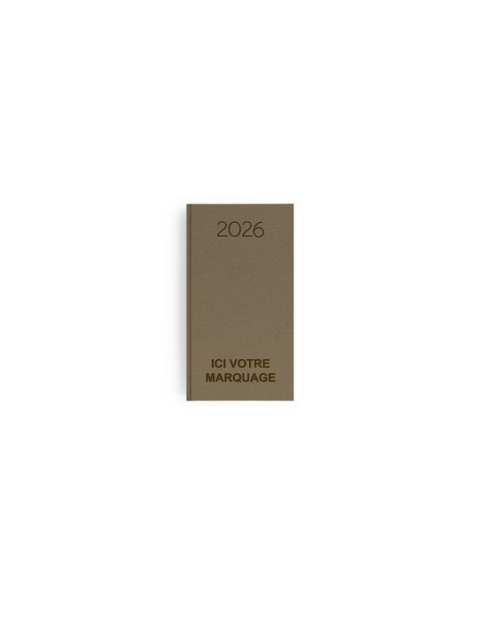 AGENDA EMBOITE NATUREL 2026 - MINI 90 x 165 mm - COUVERTURE BLEUE NUIT - SANS MARQUAGE