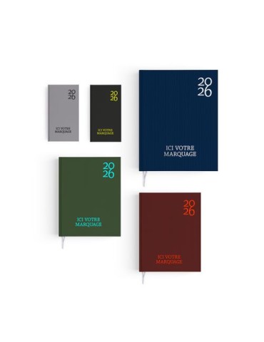 AGENDA EMBOITE HARMONIE 2026 - MINI 90 x 165 mm - COUVERTURE KAKI AVEC PELLICULAGE SOFT TOUCH - SANS MARQUAGE