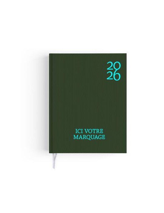 AGENDA EMBOITE HARMONIE 2026 - MINI 90 x 165 mm - COUVERTURE KAKI AVEC PELLICULAGE SOFT TOUCH - SANS MARQUAGE