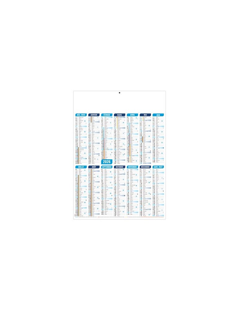 MARIANNE BLEU 2026 - MIDI 335 x 430 mm - CC REMBORDE - VERSO REGIONS - SANS MARQUAGE - IDENTIQUE RECTO VERSO