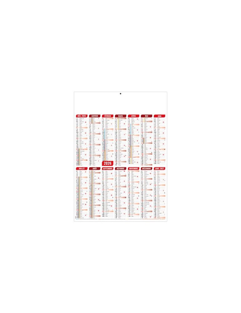 MARIANNE ROUGE 2026 - MIDI 335 x 430 mm - CC REMBORDE - VERSO CUISINE - SANS MARQUAGE - IDENTIQUE RECTO VERSO
