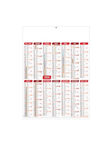 MARIANNE ROUGE 2026 - MIDI 335 x 430 mm - CC REMBORDE - VERSO CUISINE - SANS MARQUAGE - IDENTIQUE RECTO VERSO 2