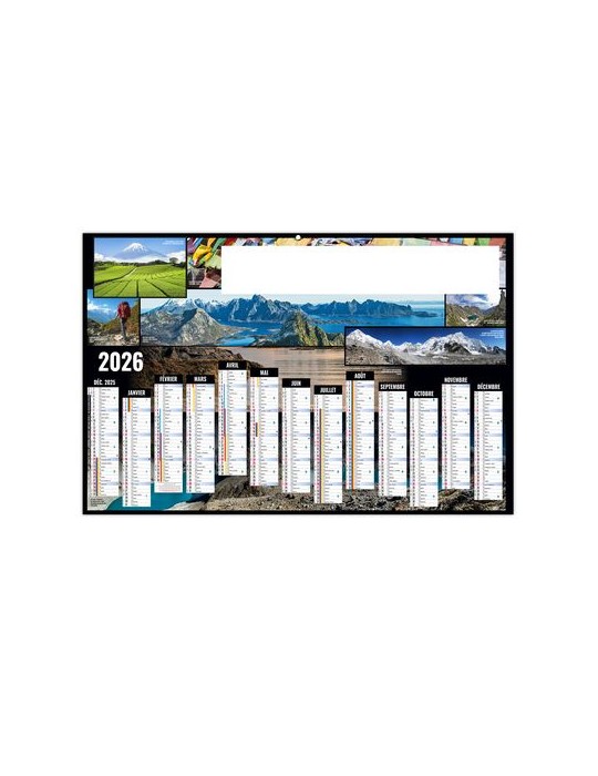 TOUR DU MONDE 2026 - MAXI 650 x 405 mm - LEGER 400G - DOS CUISINE - SANS MARQUAGE - 1 TROU EN TETE