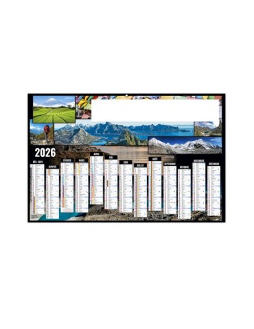 TOUR DU MONDE 2026 - MAXI 650 x 405 mm - LEGER 400G - DOS CUISINE - SANS MARQUAGE - 1 TROU EN TETE 2