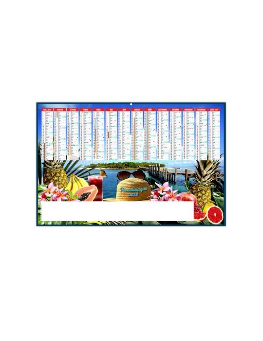 PARADISIAQUE 2026 - MAXI 650 x 405 mm - LEGER 400G - DOS ECOGESTES - SANS MARQUAGE - 1 TROU EN TETE