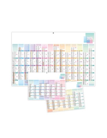 PASTEL 2026 - MAXI 650 x 405 mm - LEGER 400G - DOS VIERGE - SANS MARQUAGE - 1 TROU EN TETE