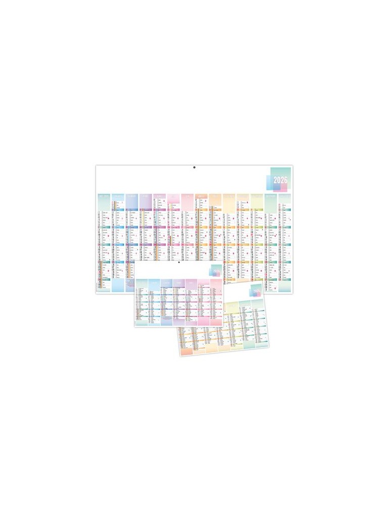 PASTEL 2026 - MAXI 650 x 405 mm - LEGER 400G - DOS VIERGE - SANS MARQUAGE - 1 TROU EN TETE