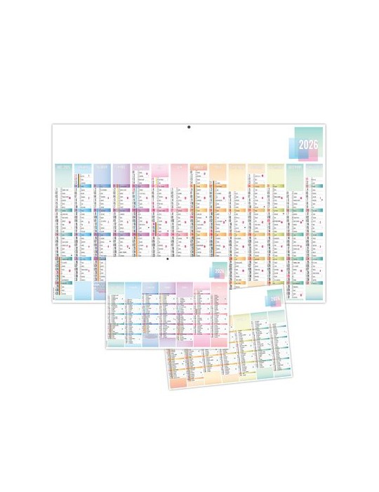 PASTEL 2026 - MAXI 650 x 405 mm - LEGER 400G - DOS VIERGE - SANS MARQUAGE - 1 TROU EN TETE