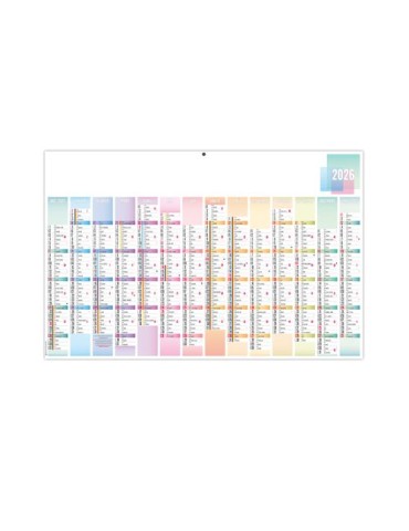 PASTEL 2026 - MAXI 650 x 405 mm - LEGER 400G - DOS VIERGE - SANS MARQUAGE - 1 TROU EN TETE cadeau entreprise pas cher