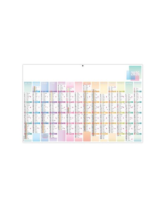 PASTEL 2026 - MAXI 650 x 405 mm - LEGER 400G - DOS VIERGE - SANS MARQUAGE - 1 TROU EN TETE