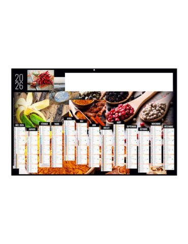 CONDIMENTS 2026 - MAXI 650 x 405 mm - LEGER 400G - DOS CUISINE - SANS MARQUAGE - 1 TROU EN TETE 2