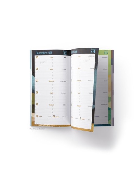 AGENDA ECO POCHE 2026 - THEME VINTAGE-2 - 95 x 165 mm - QUINZAINIER 64 PAGES - COUVERTURE 380g QUADRI PAGES 1 ET 4 - PELLICULAGE