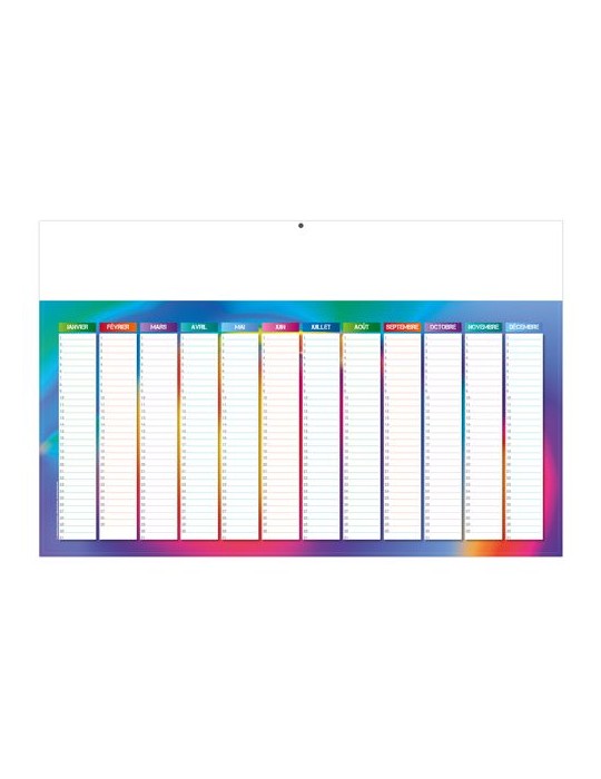 L'EFFAÇABLE 2026 - MAXI 650 x 405 mm - LEGER 400G - DOS BLANC - SANS MARQUAGE - 1 TROU EN TETE