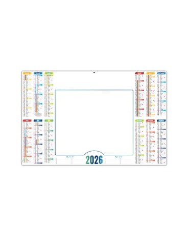 L'EFFAÇABLE 2026 - MAXI 650 x 405 mm - LEGER 400G - DOS BLANC - SANS MARQUAGE - 1 TROU EN TETE 2