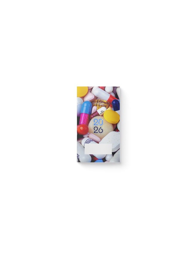 AGENDA ECO POCHE 2026 - THEME PHARMA-1 - 95 x 165 mm - QUINZAINIER 64 PAGES - COUVERTURE 380g QUADRI PAGES 1 ET 4 - PELLICULAGE 