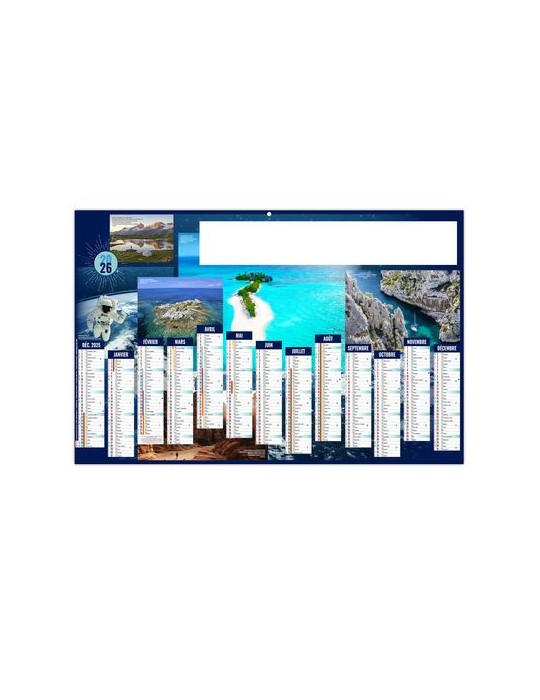 PARADIS TERRESTRES 2026 - MAXI 650 x 405 mm - LEGER 400G - DOS ECOGESTES - SANS MARQUAGE - 1 TROU EN TETE