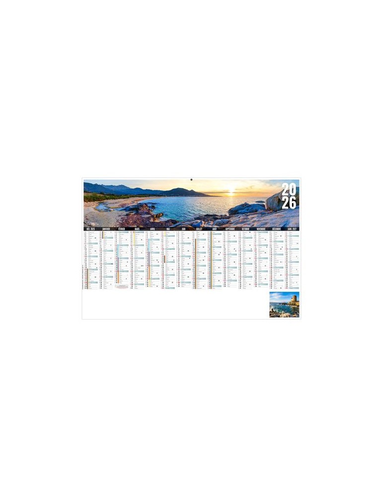 LIBRE CHOIX CORSE 2026 - MAXI 650 x 405 mm - LEGER 400G - DOS CUISINE - SANS MARQUAGE - 1 TROU EN TETE