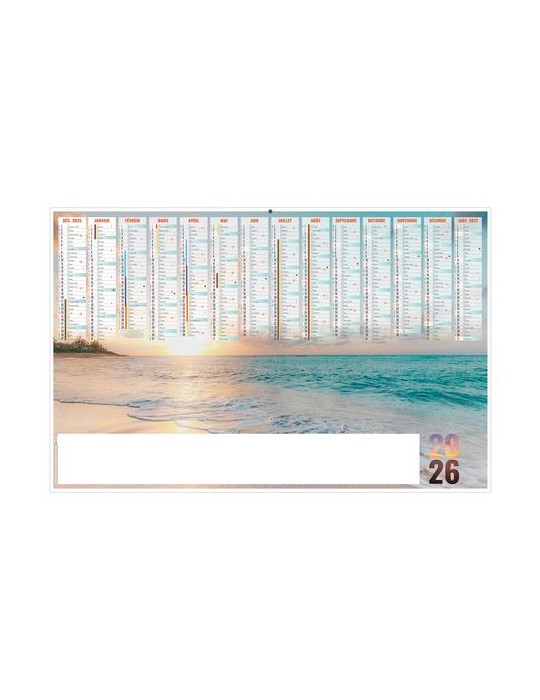 GRAND LARGE 2026 - MAXI 650 x 405 mm - LEGER 400G - DOS ECOGESTES - SANS MARQUAGE - 1 TROU EN TETE