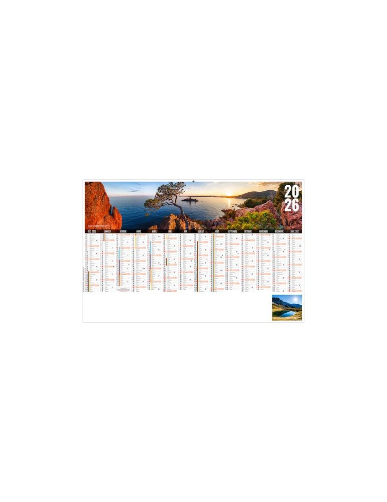 LIBRE CHOIX AZUREEN 2026 - MAXI 650 x 405 mm - LEGER 400G - DOS GUYANE - SANS MARQUAGE - 1 TROU EN TETE