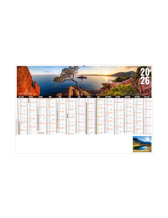 LIBRE CHOIX AZUREEN 2026 - MAXI 650 x 405 mm - LEGER 400G - DOS GUYANE - SANS MARQUAGE - 1 TROU EN TETE