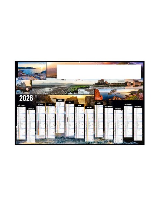 TOUR DE FRANCE 2026 - MAXI 650 x 405 mm - LEGER 400G - DOS CUISINE - SANS MARQUAGE - 1 TROU EN TETE