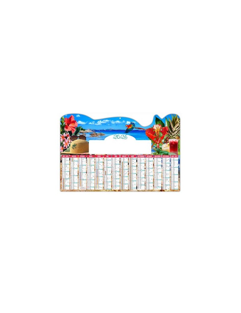 TROPICAL 2026 - MAXI 650 x 405 mm - LEGER 400G - DOS CUISINE - SANS MARQUAGE - 1 TROU EN TETE