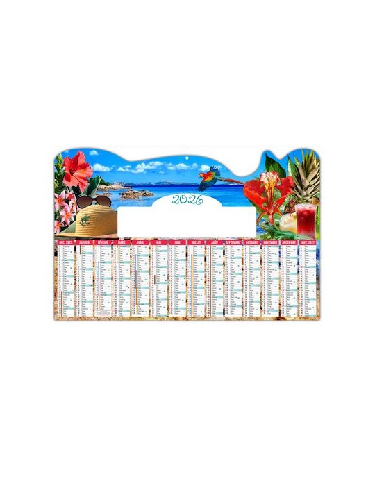 TROPICAL 2026 - MAXI 650 x 405 mm - LEGER 400G - DOS CUISINE - SANS MARQUAGE - 1 TROU EN TETE